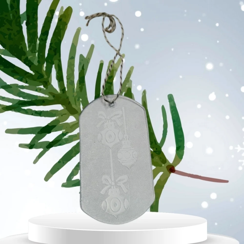 Christmas Bells Ornament Etched Clear Glass